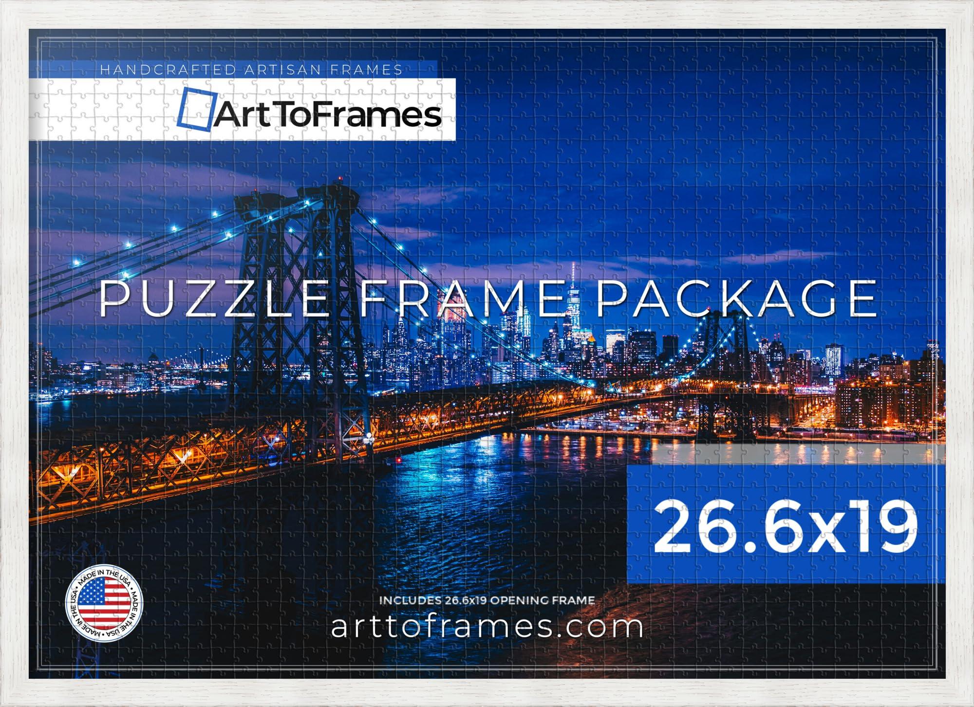 ArtToFrames ArtToFrames 26.6x19 INCH/68x48 CM White Frame for 1000 Piece Puzzles.This 0.81 Inch Custom Wood Puzzle Frame is White Stain - Comes with Economy Acrylic (Puzzle0066-81784-YWHT-26.6x19)