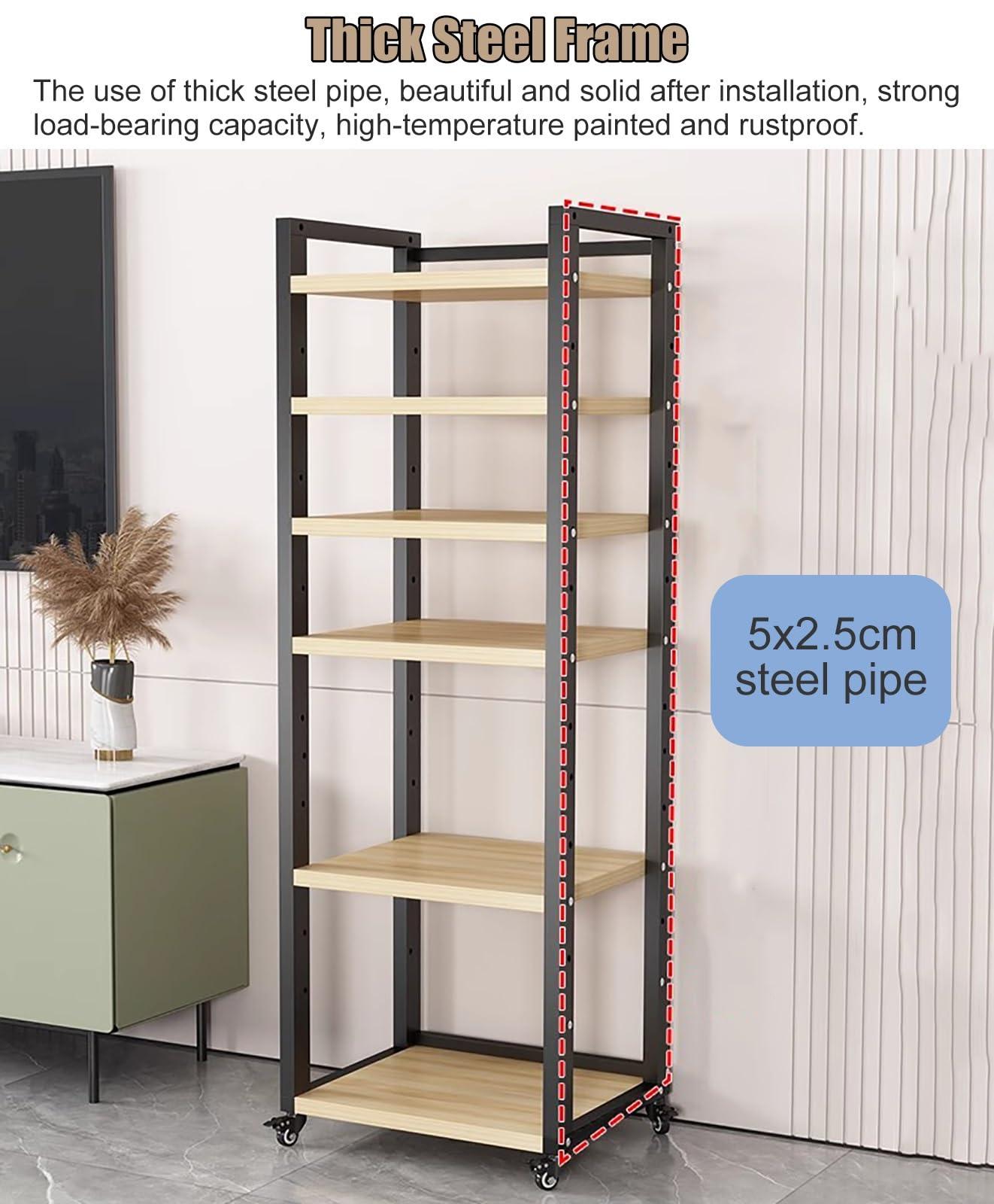 JYHHCYS JYHHCYS Tall Stereo Racks and Stands on Wheels Media Storage Cabinet Rack, Black Modern Entertainment Stereo Components Stand, Audio Video Equipment Rack (Size : 8 tier-50cm Wide)