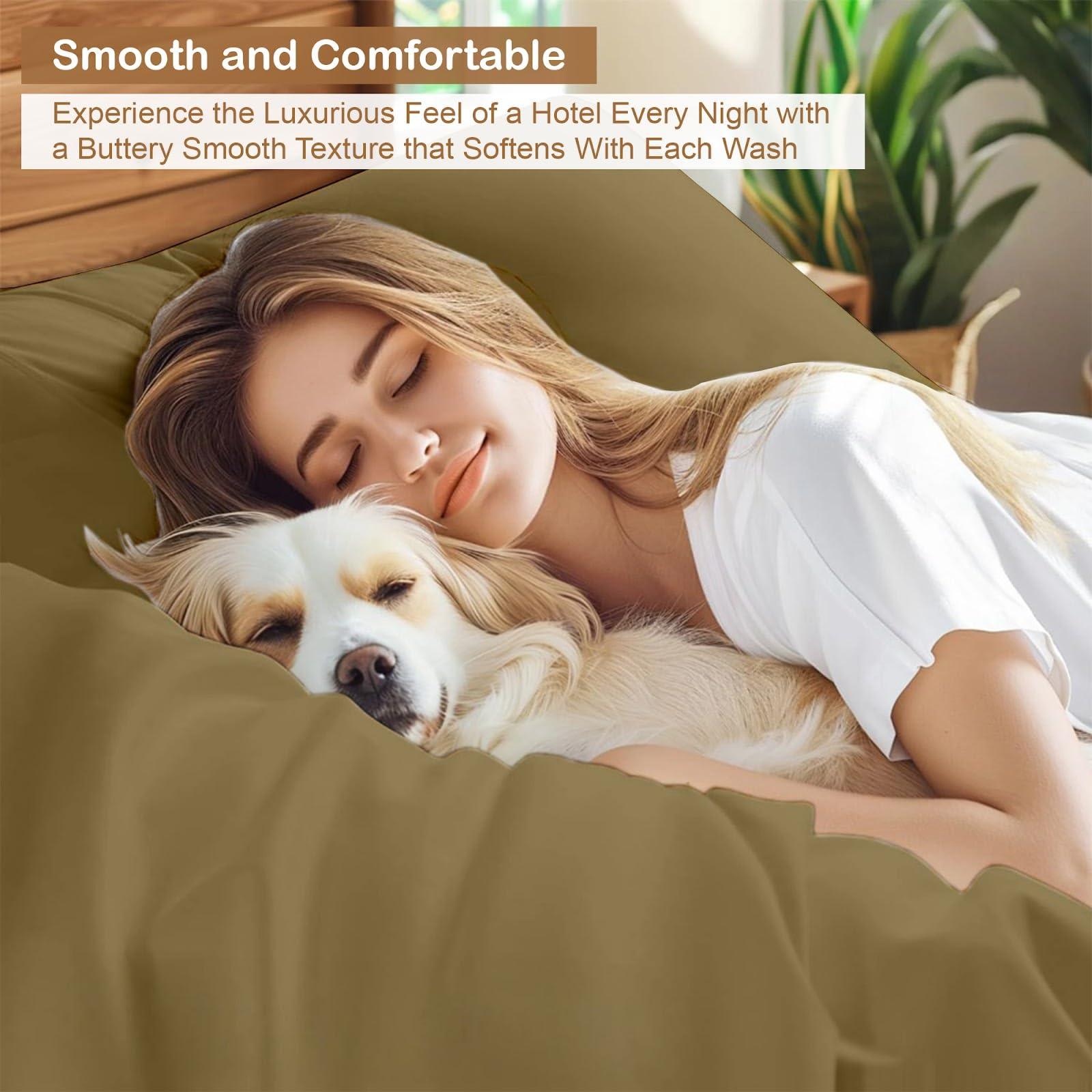 ARlinen Waterbed Sheets Queen Size 600 Thread Count 100% Cotton 21 Inches -Deep Pockets- Attached Waterbed Sheet Set- 4 Piece - Hotel Luxury Bed - Extra Soft -Taupe Solid Bed Sheets -Queen Waterbed Sheet