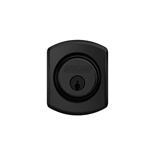 SCHLAGE Schlage B60 N GRW 622 Deadbolt with Greenwich Trim Keyed 1 Side, Highest Residential Security, Matte Black