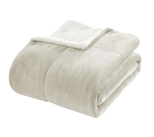 Chic Home Chic Home 3-Piece Evie Plush Microsuede Sherpa Blanket, Queen, Beige