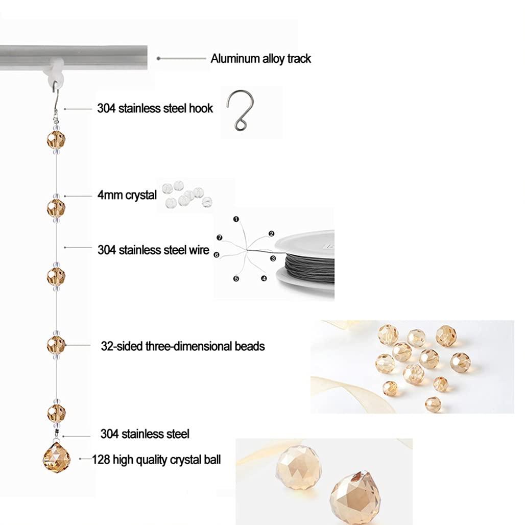 ZHOUXIAO Crystals Beaded Door Curtains for Doorways Girls Room 25 Strands Beads String Curtain Glass Crystal Beads Closet Room Divider curtains Home bedroom Living Room Hanging Decoration (Pink,100x150cm)