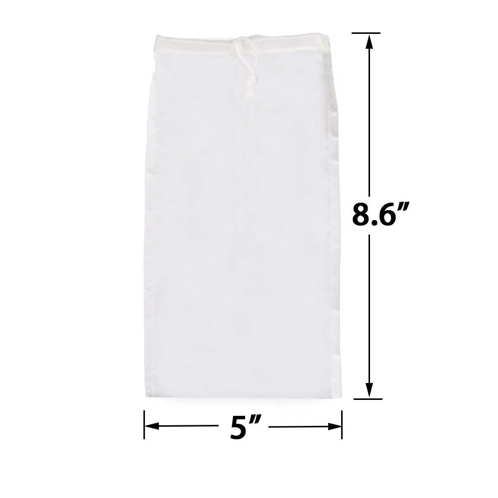 Tinnkee 2 Pack Cold Brew Coffee Bag,120 Micro Food Grade Nylon Ultra Fine Mesh, 8.6x5 inch Reusable Cold Brew Coffee Filter with Seamless Bottom, Coffee Maker