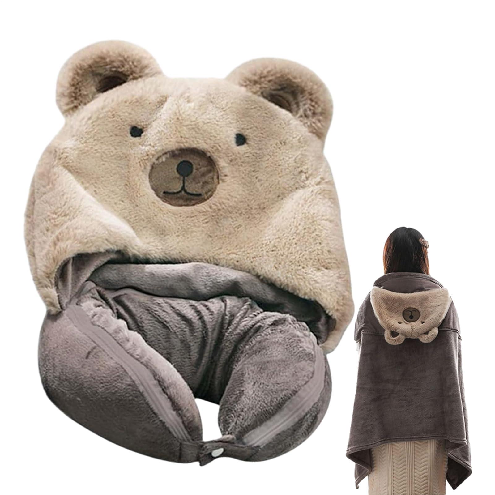 HomeLoft Basics Travel Neck Pillow Blanket Set - 2 in 1 Travel Head Pillow Blanket | Travel Pillows with Hat, Hoodie Travel Neck Pillow, Neck Pillow Head Chin Support, Travel Pillow Blanket for Car Road Trip Home