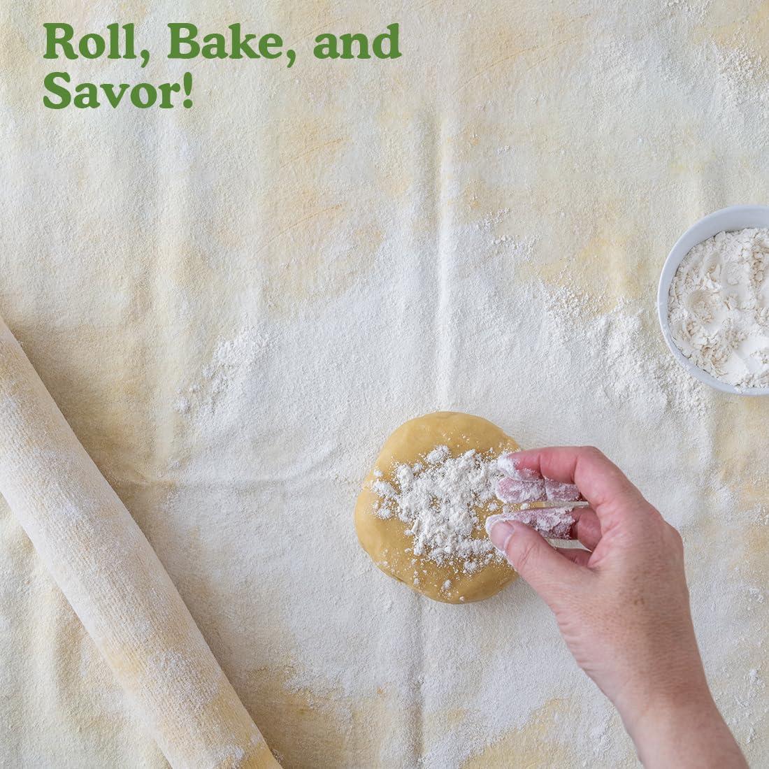 Regency Wraps Regency Wraps Natural Pastry Cloth & Rolling Pin Cover Set, 100% Cotton Cloth & Pin Cover for Non-Stick Dough Rolling, 20x24\" cloth with Sewn Edges,15\" Rolling Pin Cover