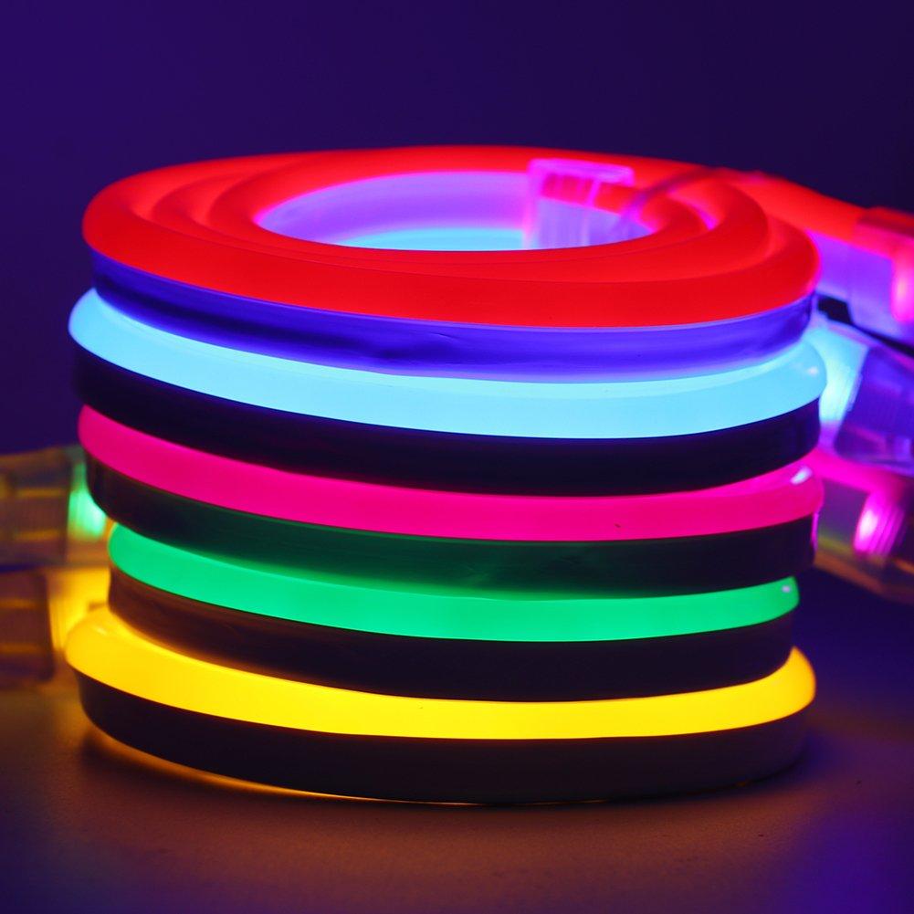 XUNATA XUNATA 6.6ft LED Neon Rope Light, Waterproof Yellow Tube DC 12V 240 LEDs SMD 2835 Flexible LED Strip Lights for Garden Patio Party Christmas Thanksgiving Outdoor Decoration (Warm White)