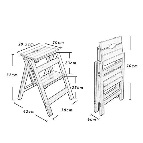 KUYT KUYT 2 Step Ladder Stools Chair, Wooden Ladder Chair Rack Portable Step Folding Stool Perfect for Home, Office, Warehouse Moveable Bookshelf Plant Stand Multifunction/B