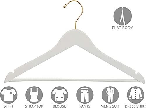 The Great American Hanger Company Quality Wooden Suit Hangers 50 Pack, Smooth Wood Coat Hanger with Pants Bar and Notches White Finish