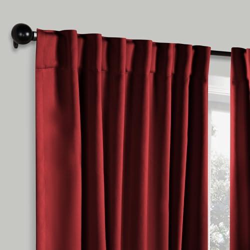 Superior Superior Blackout Curtains, Room Darkening, Bedroom, Drapes, Kitchen, Living Room Window Accents, Sun Blocking, Thermal, 2 Pack, Solid Blackout Back Tab Curtains, Set of 2, 52" x 84", Sangria