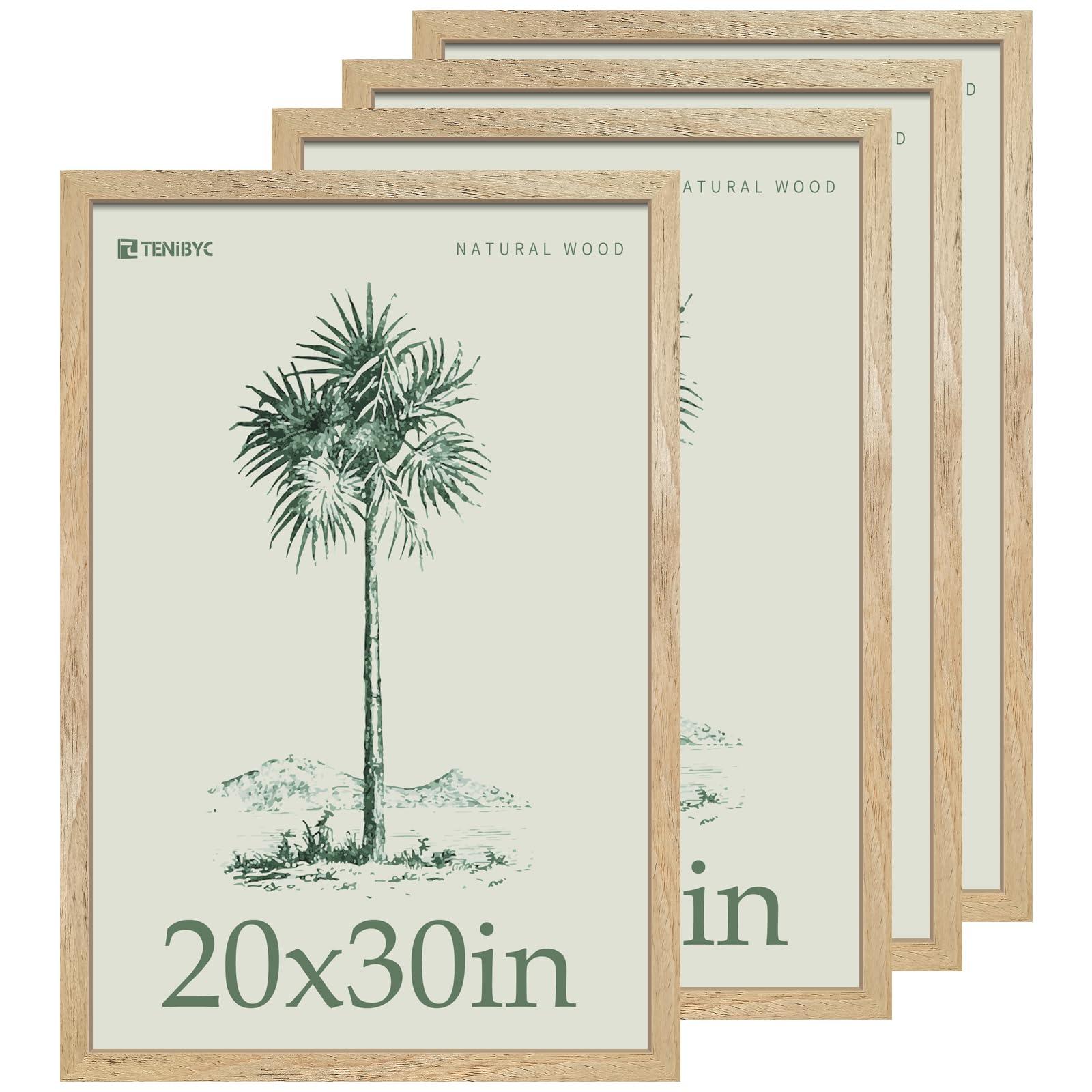 TENIBYC TENIBYC 20x30 Poster Frame Set - 4 Pack, Textured Natural Solid Wood Picture Frame, Wall Gallery Frame - Wall Hanging