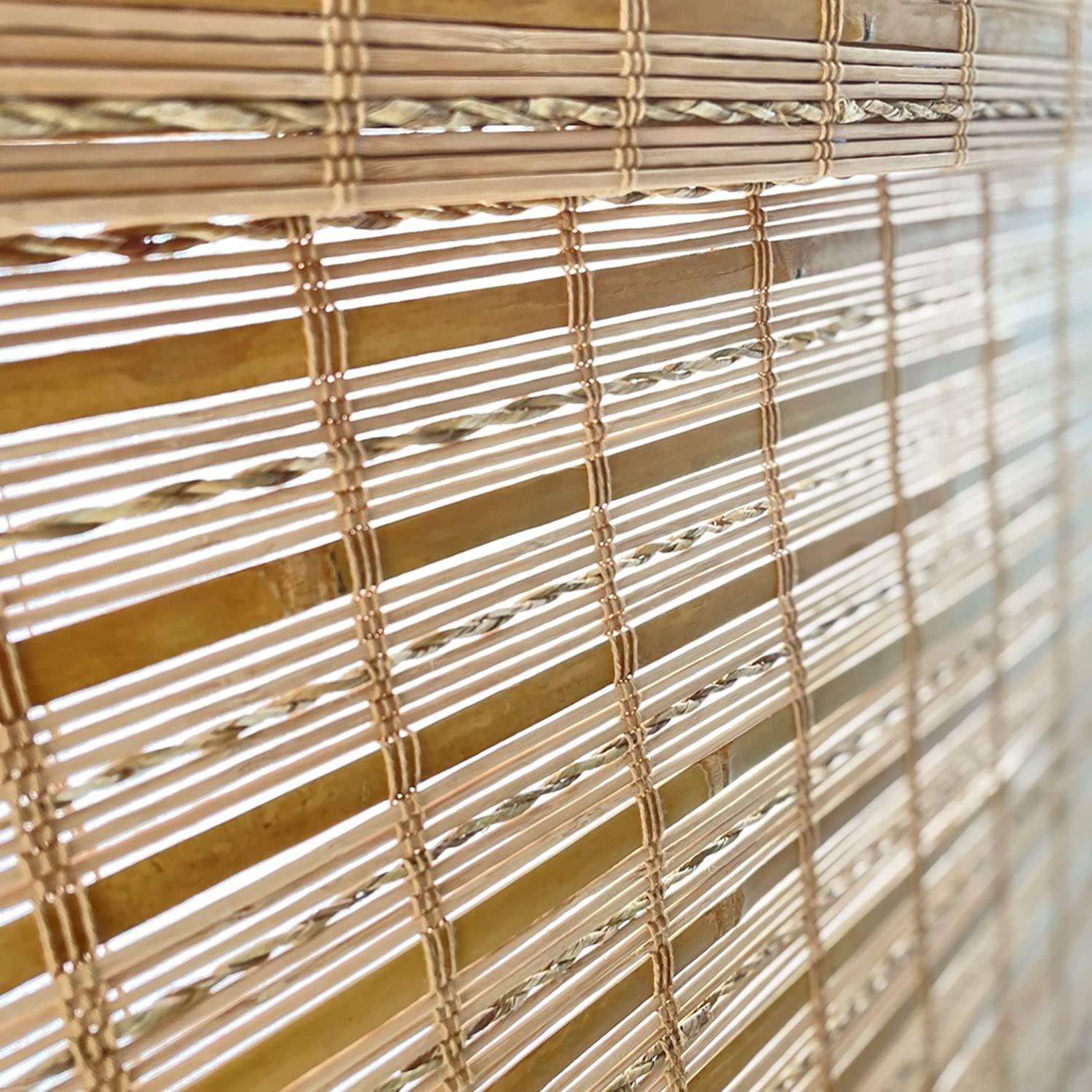 Mood MOOD Custom Bamboo Shades | Twirl | Top Down Bottom Up Cordless | Bamboo Roman Shades for Windows and Doors (Natural Woven) | Maple Twirl (Sheer) | 21.5" W x 60" H