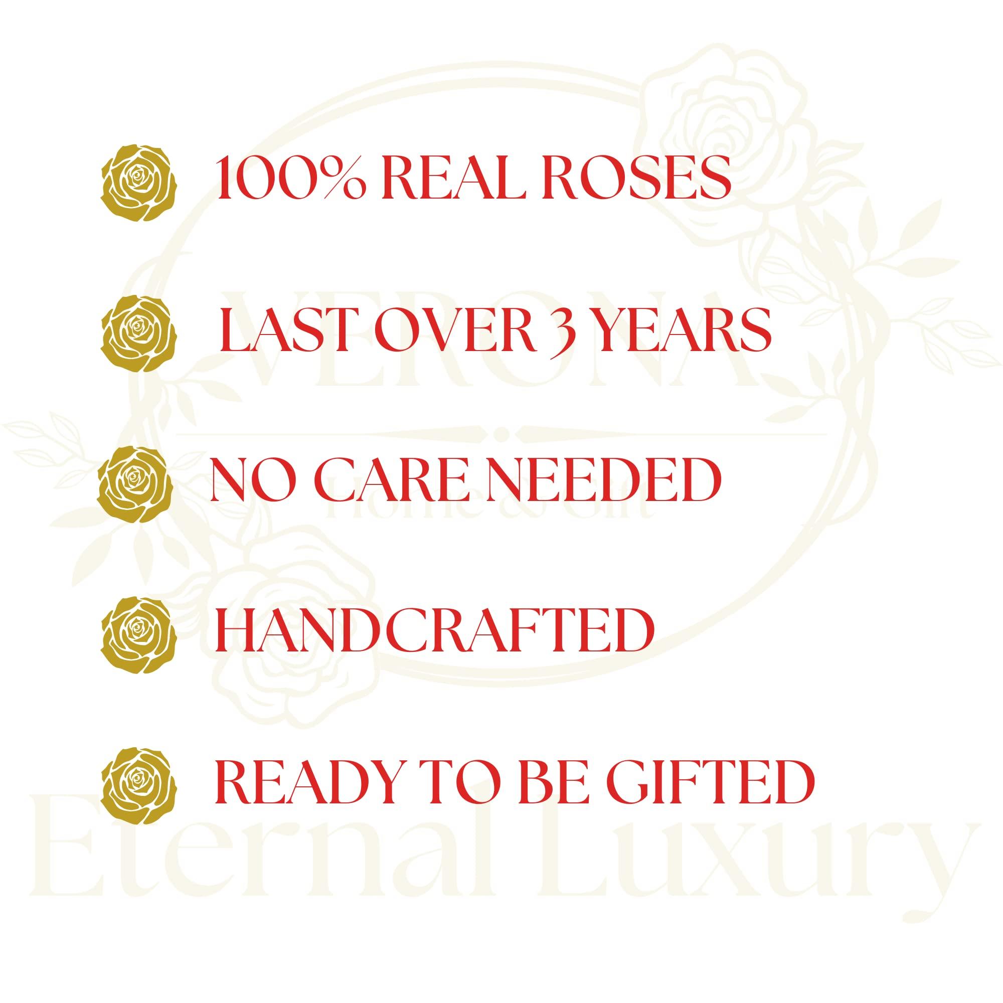 Verona Home & Gift PRESERVED ROSES | GIFT Flowers | 100% REAL ROSES That Lasts for Years | Gift for her | Flowers for ALL OCCASIONS ready to GIFT, Birthday Gift, Valentine\'s Day Gift (6 PINK Roses (black box))