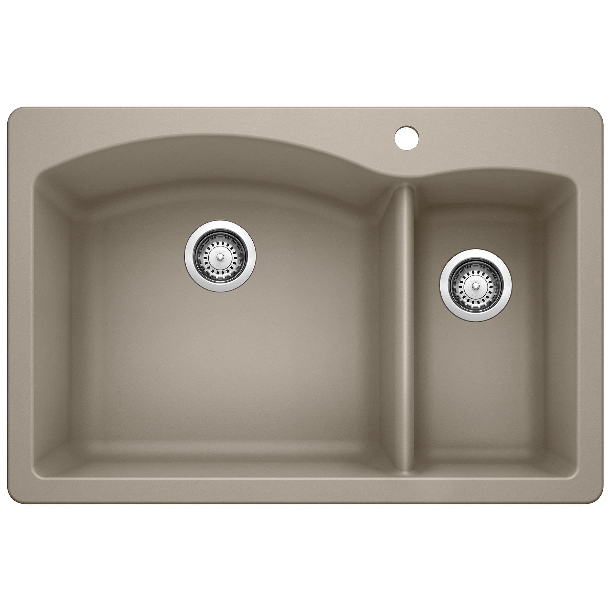 BLANCO BLANCO 441282 Diamond Silgranit 70/30 Double Bowl Drop-in/Undermount Kitchen Sink, 33'' x 22'' x 9-1/2'', Truffle