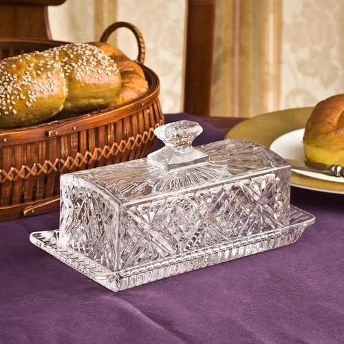 Godinger Godinger Butter Dish with Lid, Dublin Crystal Collection, 8\", Clear