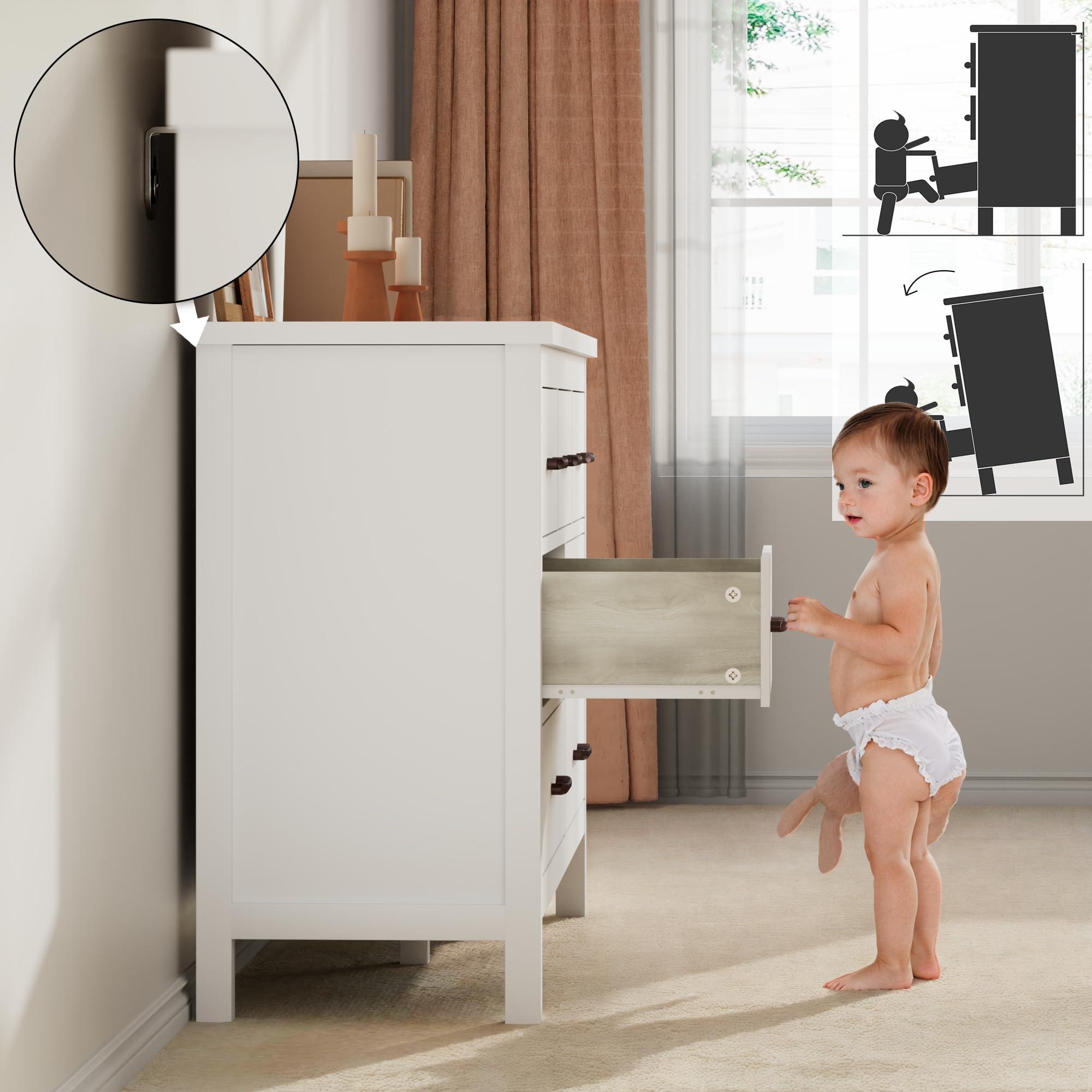 Tradare Tradare White Dresser for Bedroom with 7 Drawer,Wooden Double Dresser with Metal Handles, Wide Chest of Organizer Storage Drawers for Living Room, Hallway, Entryway