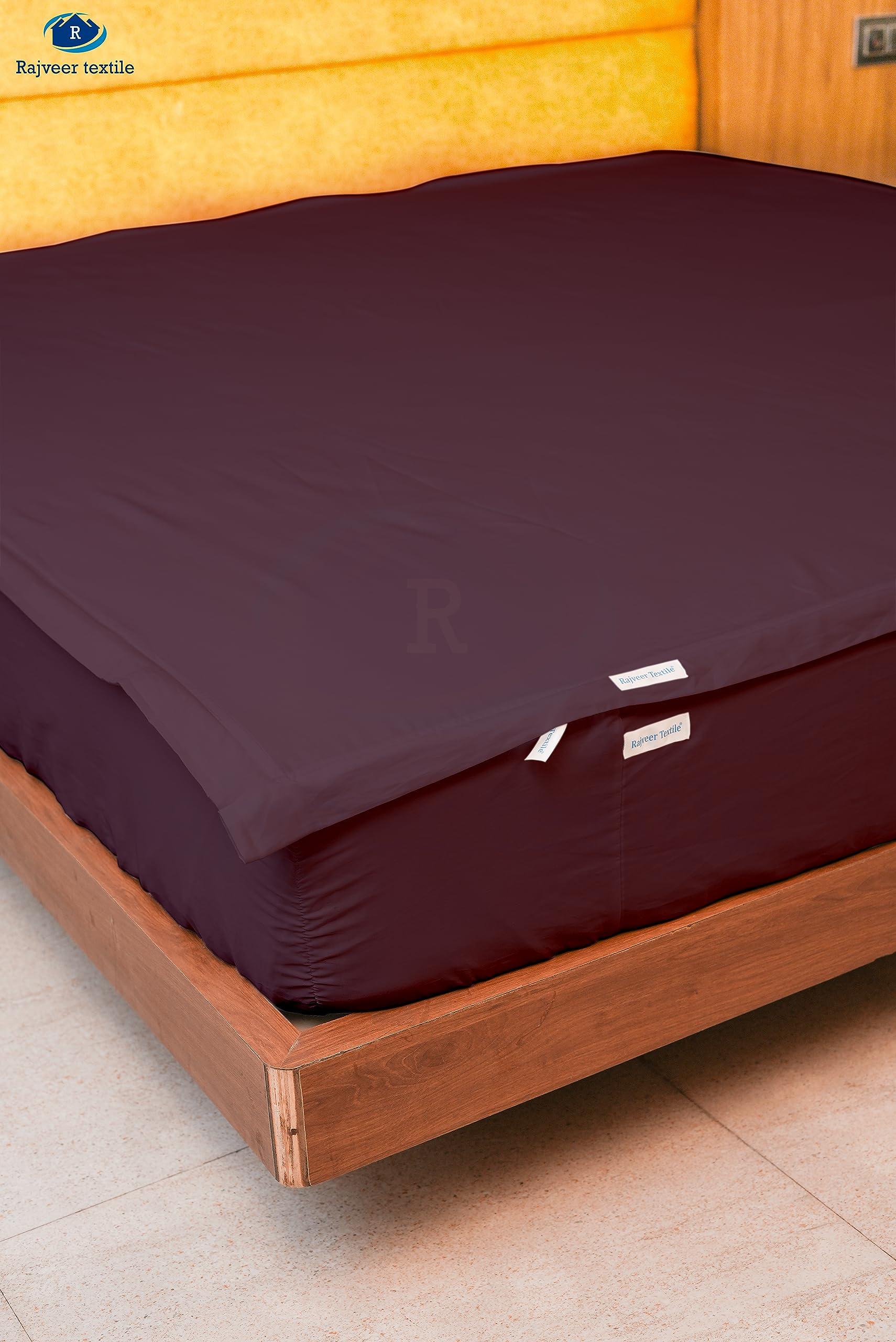 RV LINEN Zip On Fitted Sheet- Includes 1 Fitted Base + 2 Zip Sheet - Wont Pop Off Olympic Queen Sheet - Soft 800 TC Cotton Fitted Sheets 16 Deep Pockets OLY-Queen Size Plum