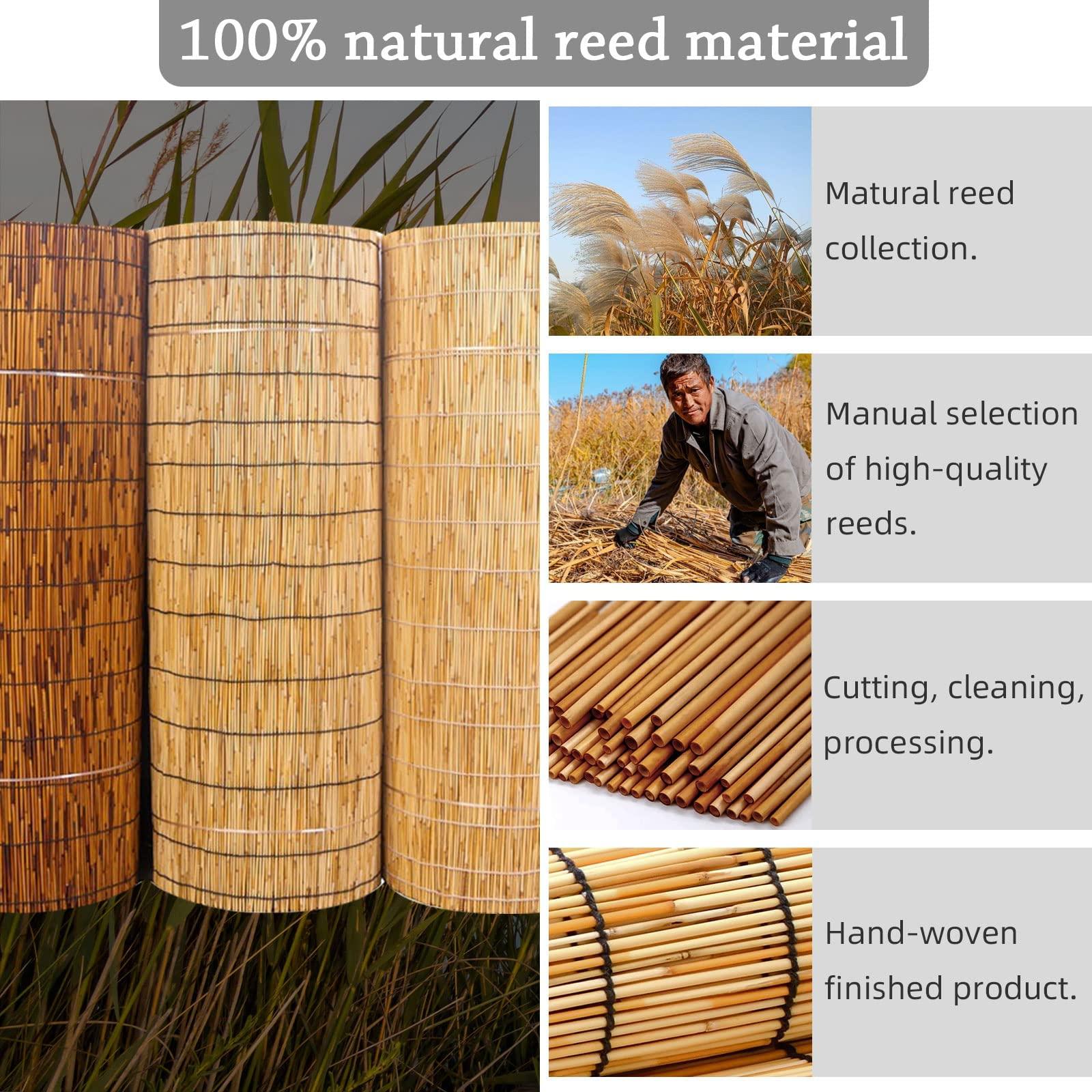 NURBAL Bamboo Blinds for Outdoor Patio, Retro Bamboo Shades, Blind Light Filtering Roller Shades, Natural Reed Roll Up Window Blind for Outdoor Indoor, Anti-UV, Window Dressing W54xH84(Inch) B