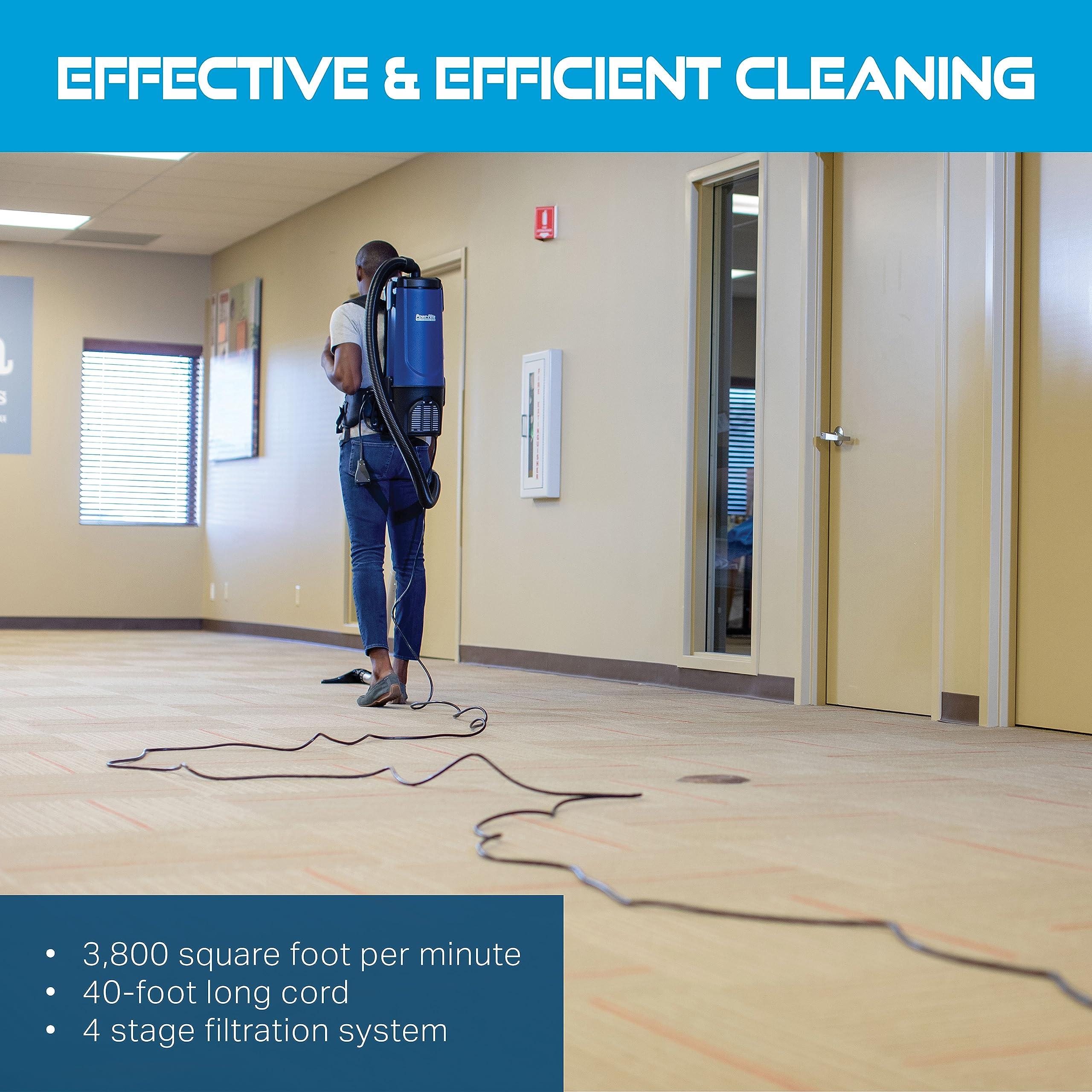 Powr-Flite Powr-Flite Pro-Lite Backpack Vacuum Commercial Grade 4-Quart Canister Vacuum Cleaner, Portable Vacuum with Tool Kit, BP4S