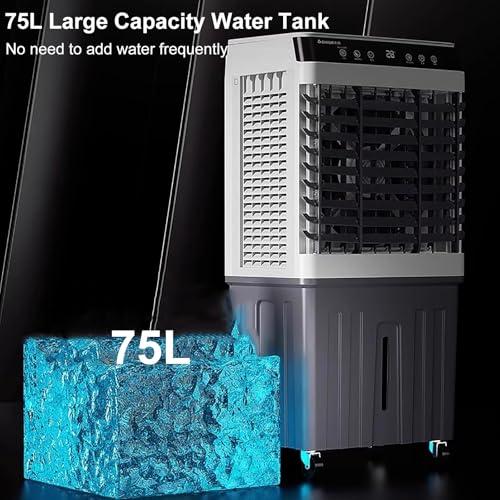 WXXSHGDW WXXSHGDW Evaporative Air Cooler for Room, 3 in 1 Portable Swamp Cooler, Air Conditioner Portable, 90Oscillation, 3 Speed 7.5H Timer, 75L Large Capacity Water Tank for Garage, Patio, Outdoor