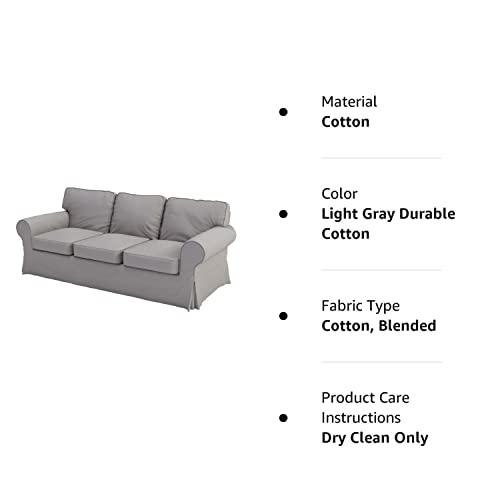 Custom Slipcover Replacement Heavy Cotton Ektorp 3 Seat Sofa Cotton Cover Replacement Compatible with IKEA Ektorp Three Seat Sofa Slipcover (Light Gray Durable Cotton)