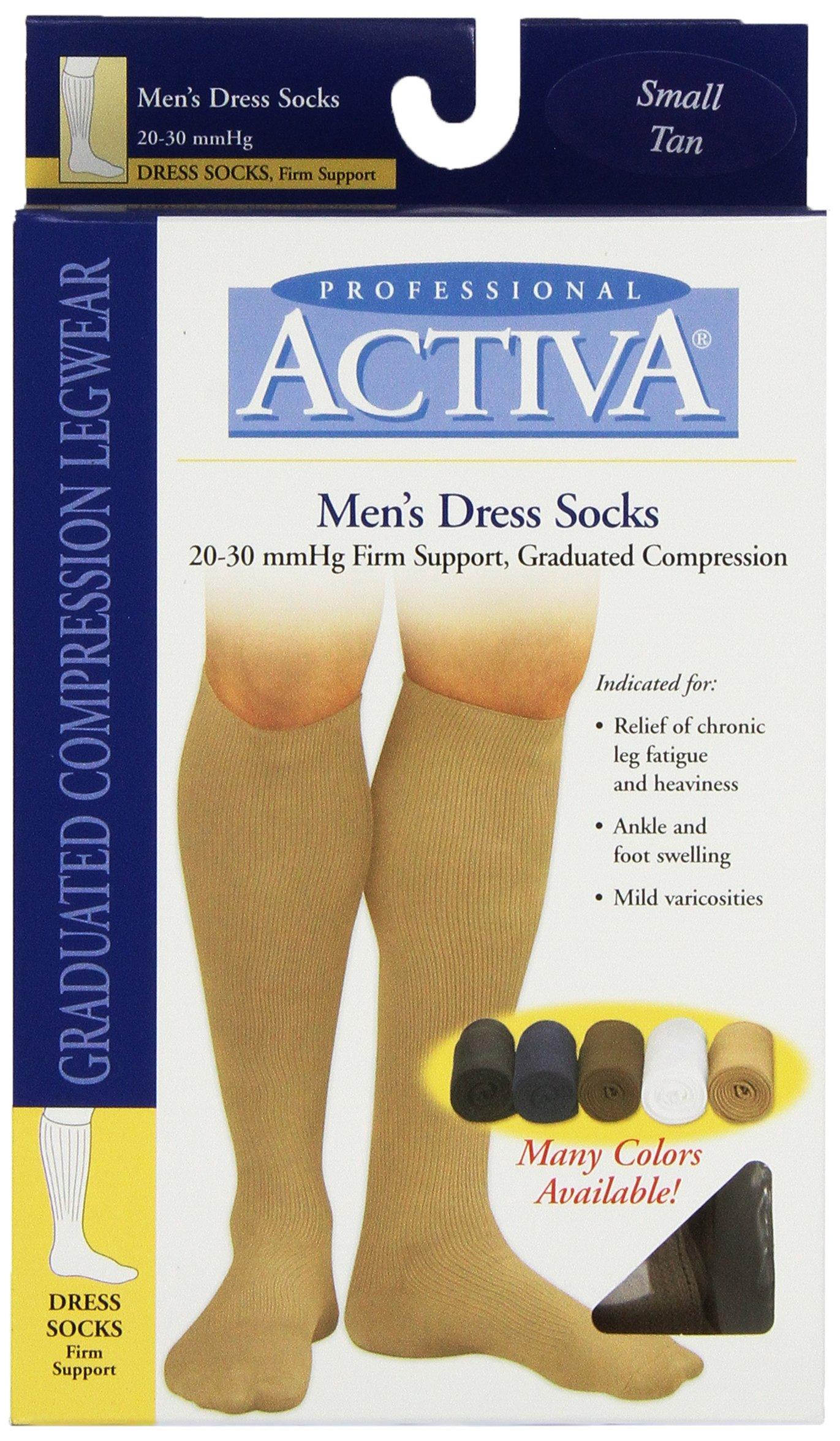 BSN Medical Activa 20-30 mmHg Men\'s Firm Support Dress Socks, Tan, Small