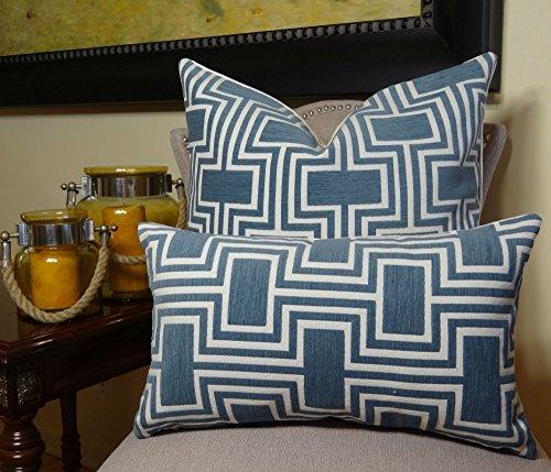 Thomas Collection Thomas Collection Teal Geometric Pillow - Teal Ivory Trellis Throw Pillow - Decorative Throw Pillow - Modern Teal Pillow - Luxury Throw Pillow, Handmade in US, 11207