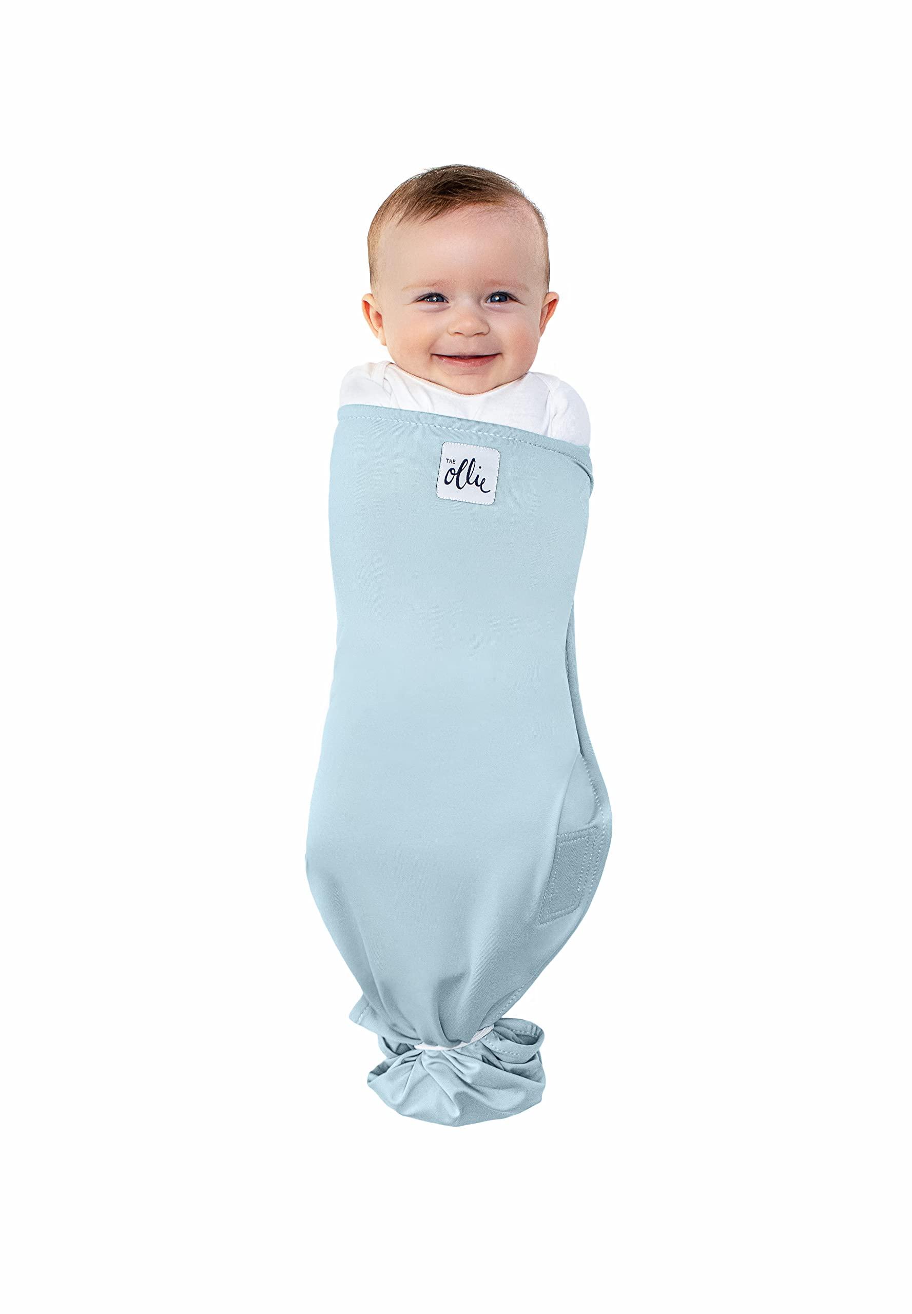 The Ollie World The Ollie Swaddle - Helps to Reduce The Moro (Startle) Reflex - Made from a Custom Designed Moisture-Wicking Material (Sky)