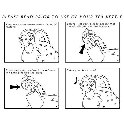 Supreme Housewares Whistling Tea Kettle for Stove Top Enamel on Steel Teakettle, Supreme Housewares Rooster Design Teapot Water Kettle Cute Kitchen Accessories Teteras (1.6 Quart, Rooster)