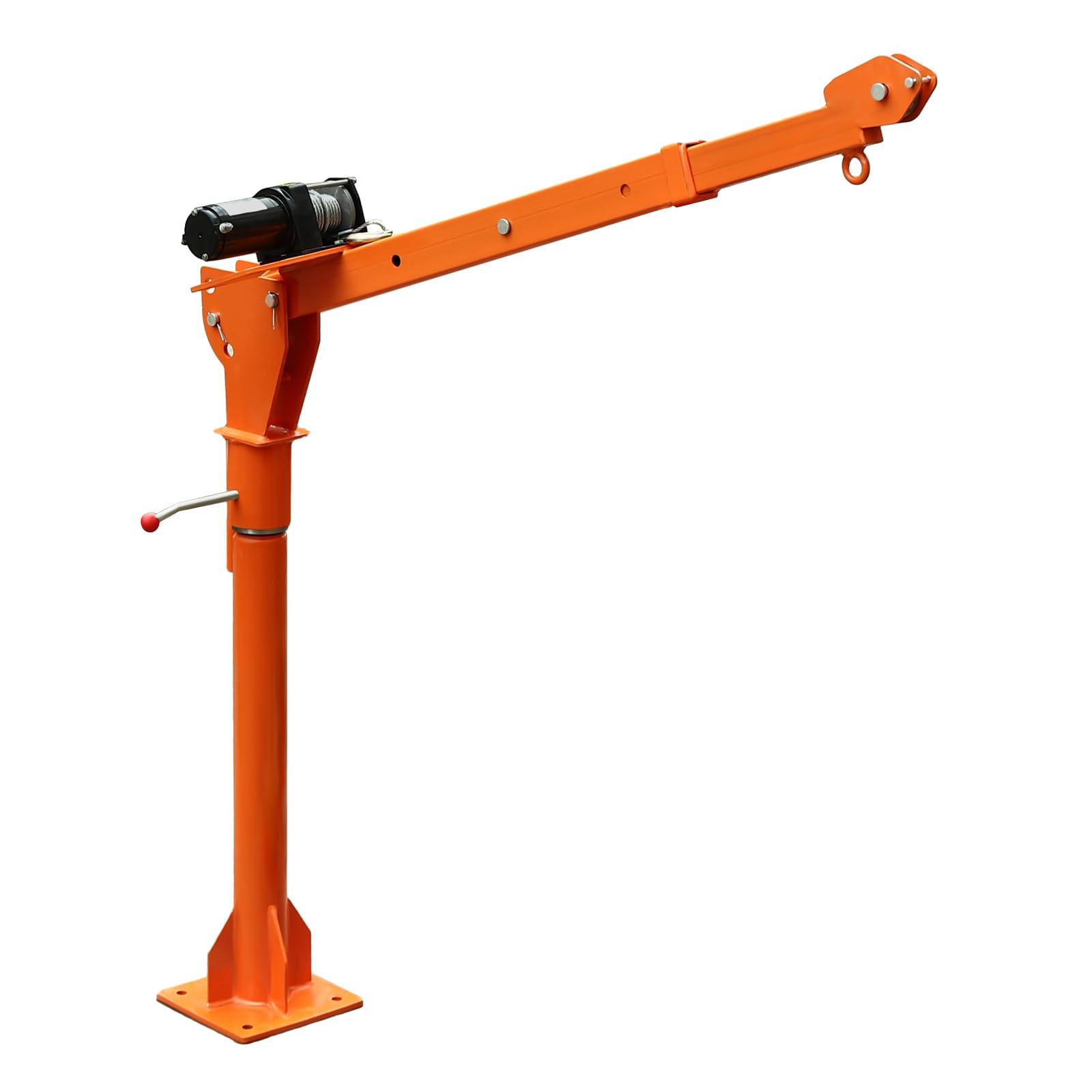 BILPIKOGoo 1100 LB Truck-Mounted Crane, with Electric Winch 12V, Painted Q235 Steel Pickup Truck Jib Cranes 360 Rotate Base for Engines Hoist, Shop Crane