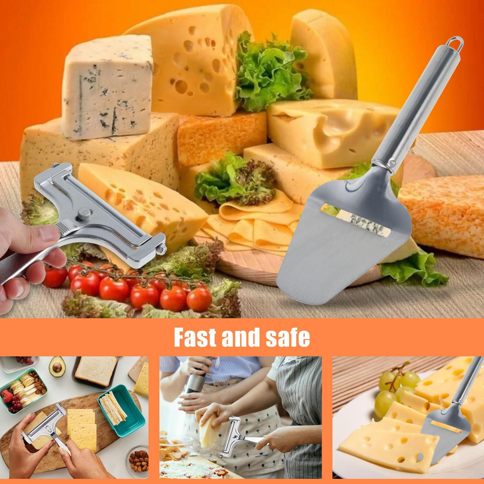 ZJRDYYK ZJRDYYK Wire Cheese Slicer Stainless Steel, Adjustable Cheese Slicer Handheld Cutter, Butter Cheese Slicer Cutter, Cheese Slicer Kit (Cheese Slicer + Cheese Shovel)