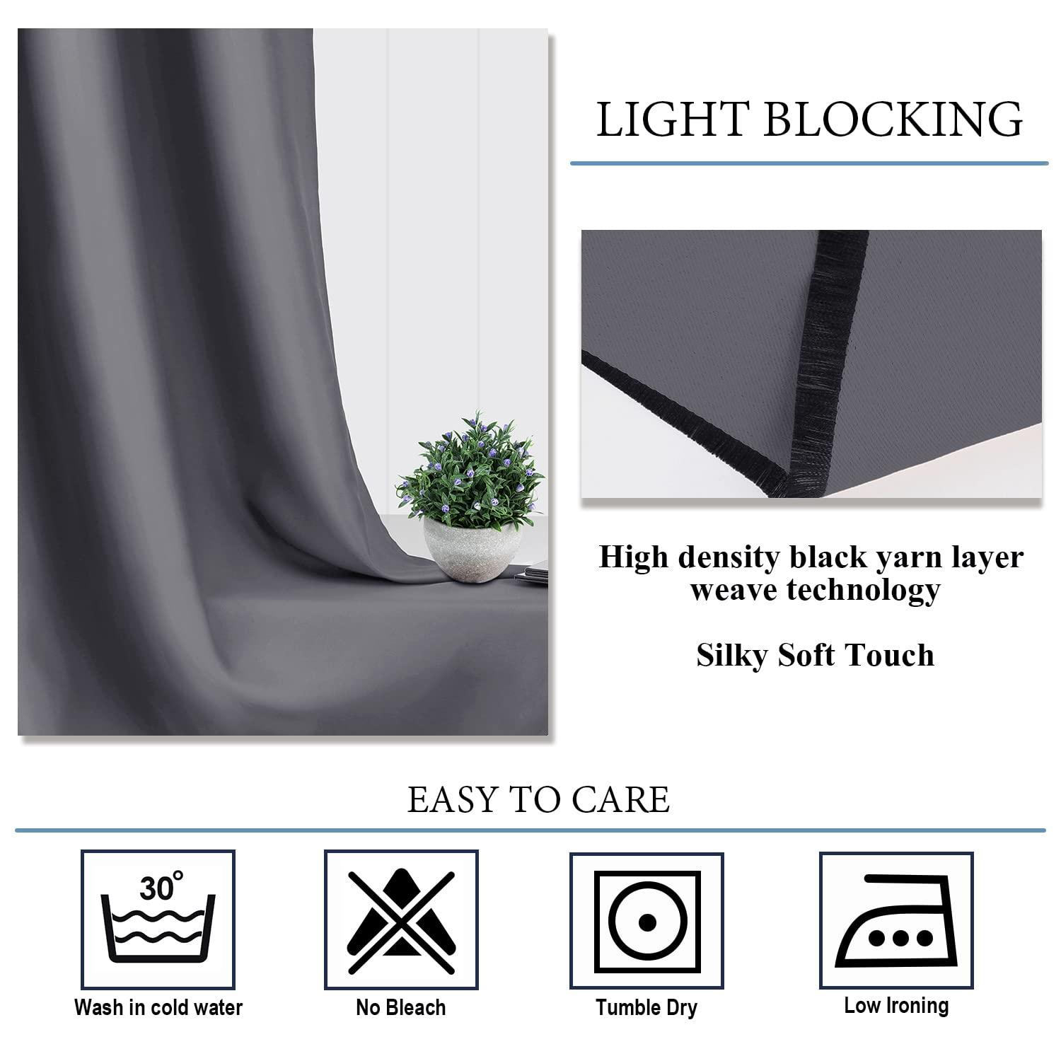 Diraysid Diraysid Dark Gray Blackout Curtains for Bedroom and Living Room Thermal Insulated Room Darkening Curtains Drapes, 42 x 63, 2 Panels