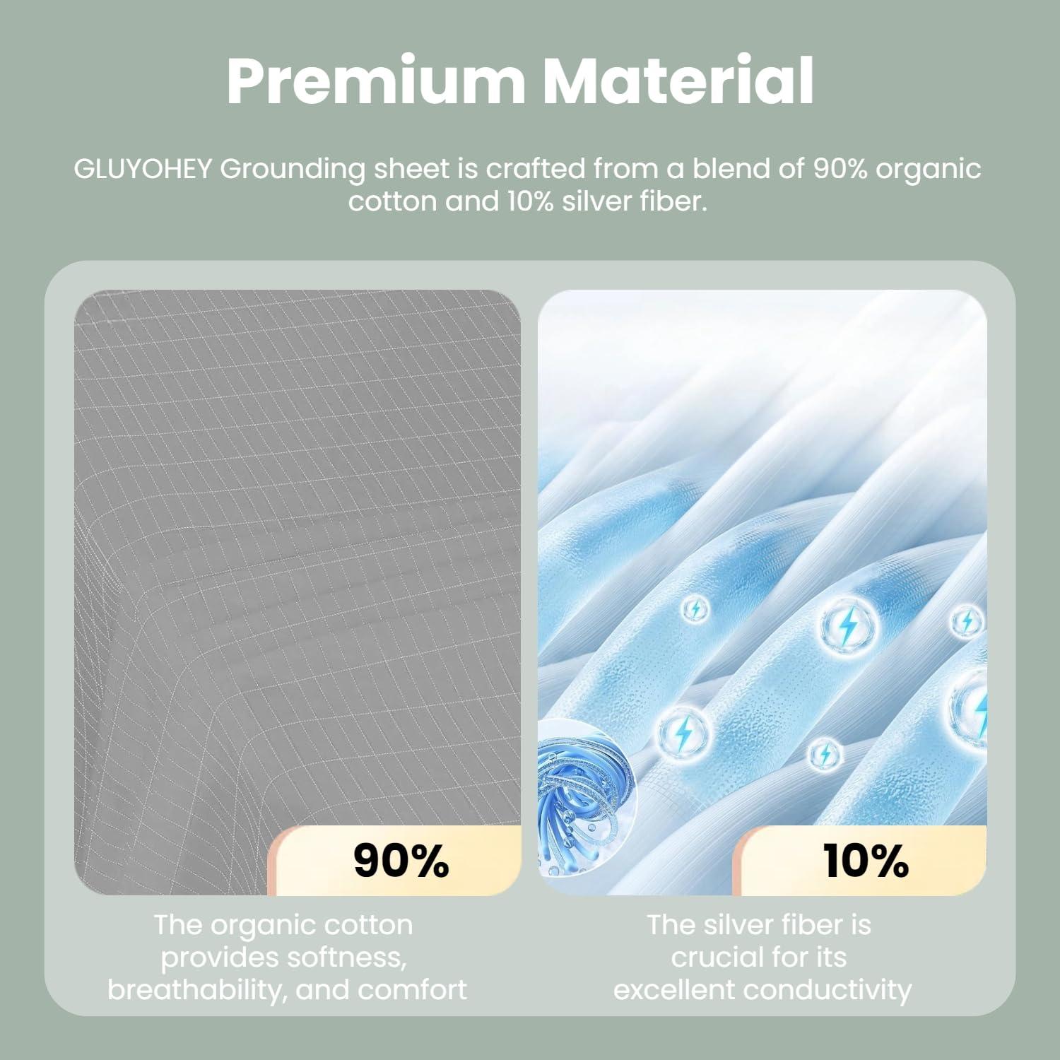 GLUYOHEY Grounding Sheets for Earthing, 15\" Deep Pockets Earthing Fitted Bottom Sheet, Queen Bedding Fitted Sheet