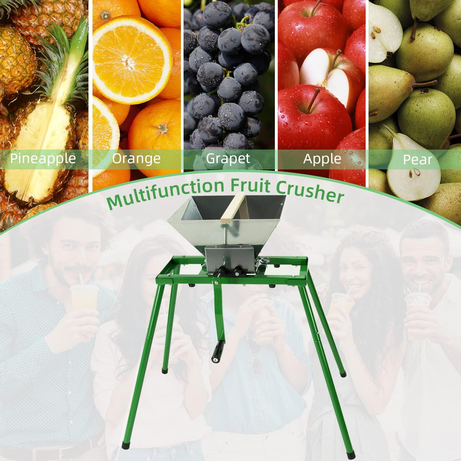 EJWOX Heavy-duty Cross-beam Stainless Steel Fruit and Wine Press and Fruit and Apple Crusher with Stand