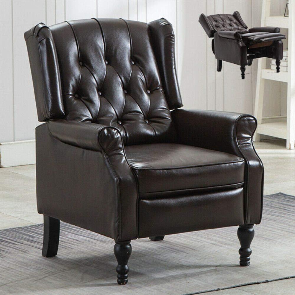 Commercial Breathing Leather Recliner Chair Push Back Padded Seat Roll Arm Sofa Reclining