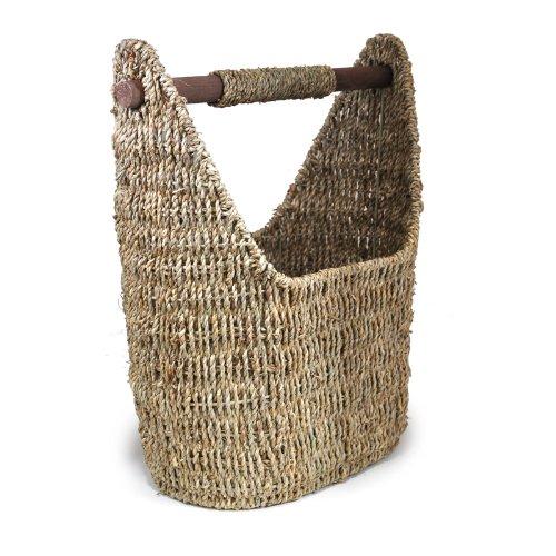 The Lucky Clover Trading The Lucky Clover Trading Seagrass Decorative Wood Handle Basket, Natural