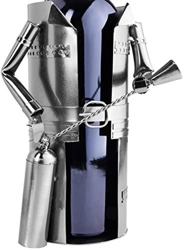 BRUBAKER BRUBAKER Wine Bottle Holder Firefighter - Metal Sculpture - Wine Rack Decor - Tabletop - with Greeting Card