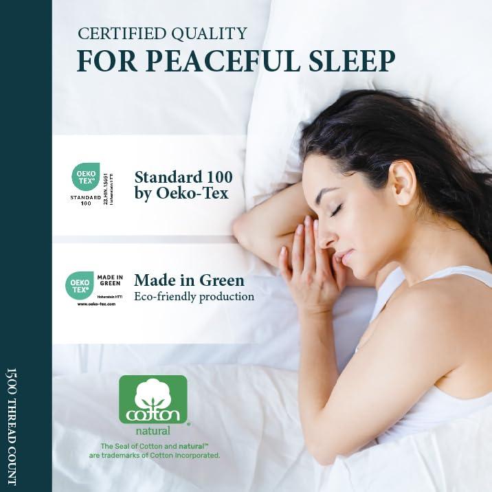 Ashton Sheets Ashton Sheets 100% Egyptian Cotton Sheets Queen Size - 1500 Thread Count 4 PC Queen Sheet Set Egyptian Cotton, Sateen Weave Sheets Queen Size, High Thread Count Sheets, 19\" Deep Pocket - Light Grey