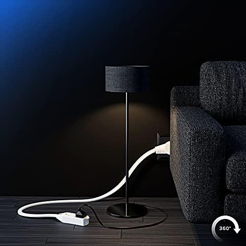 Maximm Maximm Cable 4 Ft 360 Rotating Flat Plug Extension Cord/Wire, 16 AWG Multi 3 Outlet Extension Wire, 3 Prong Grounded Wire - White - UL Certified