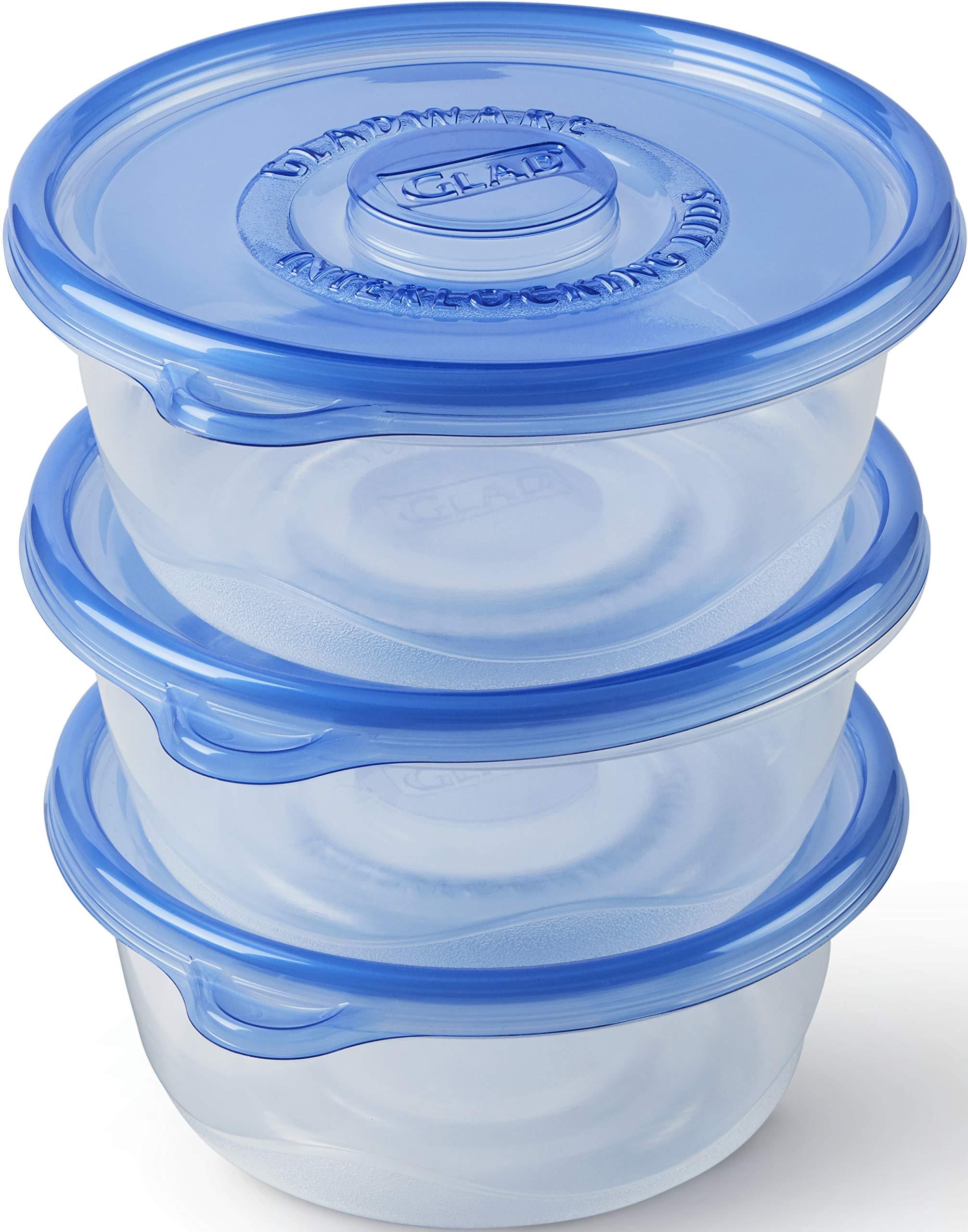 Glad GladWare Big Bowl Food Storage Containers, Large Round Bowl Holds 48 Ounces of Food, 3 Count Set | Glad Food Storage Containers for Everyday Use to Preserve Freshness