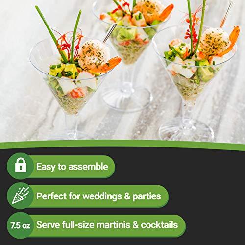 Restaurantware Restaurantware 7.5 Ounce Plastic Martini Glasses 100 Round Disposable Martini Glasses - Shipped Unassembled Premium Clear Plastic Plastic Cocktail Glasses For Weddings Or Events