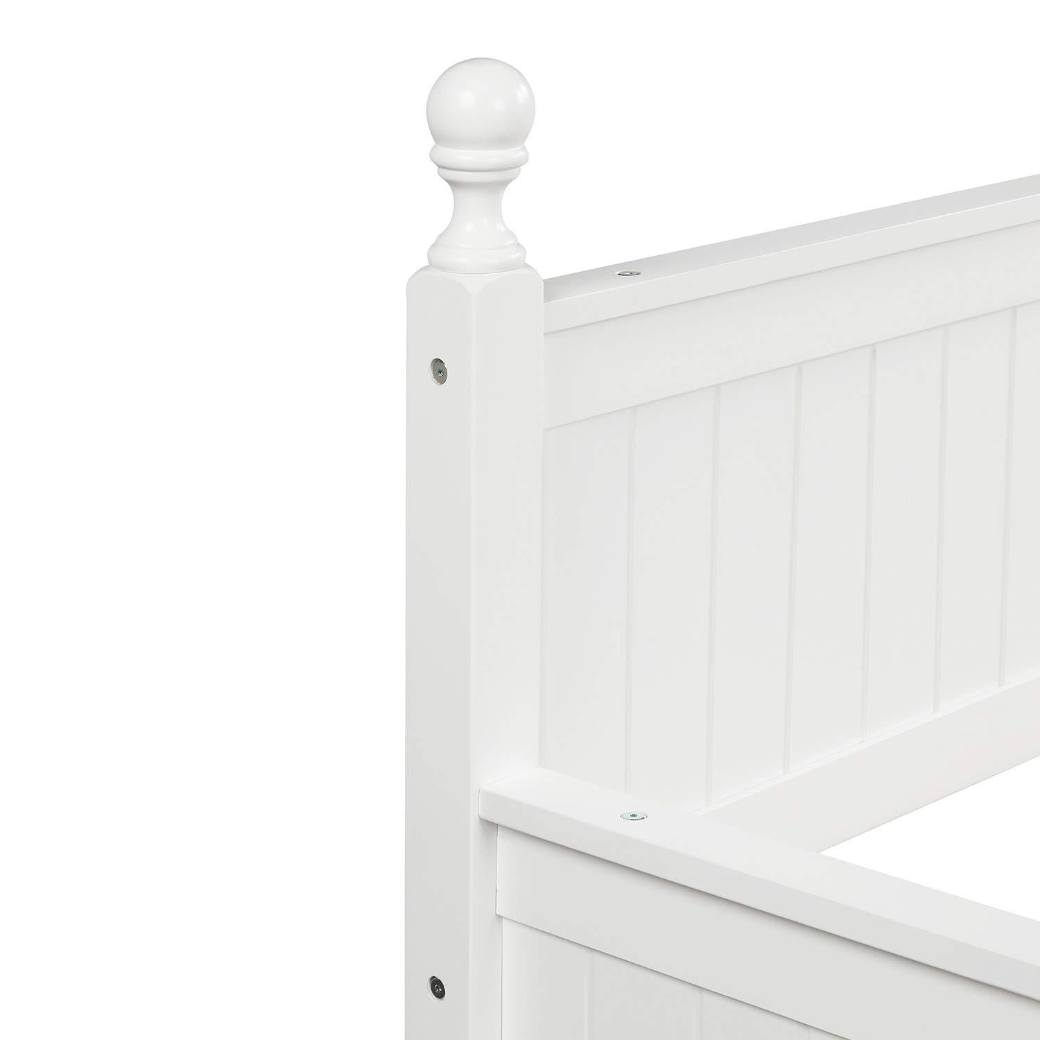 Royard Oaktree Royard Oaktree Twin Size Daybed with Trundle Wood Bed Frame with Twin Size Trundle Bed for Kids/Guest Bedroom Modern Sofa Bed for Living Room, No Box Spring Required, White