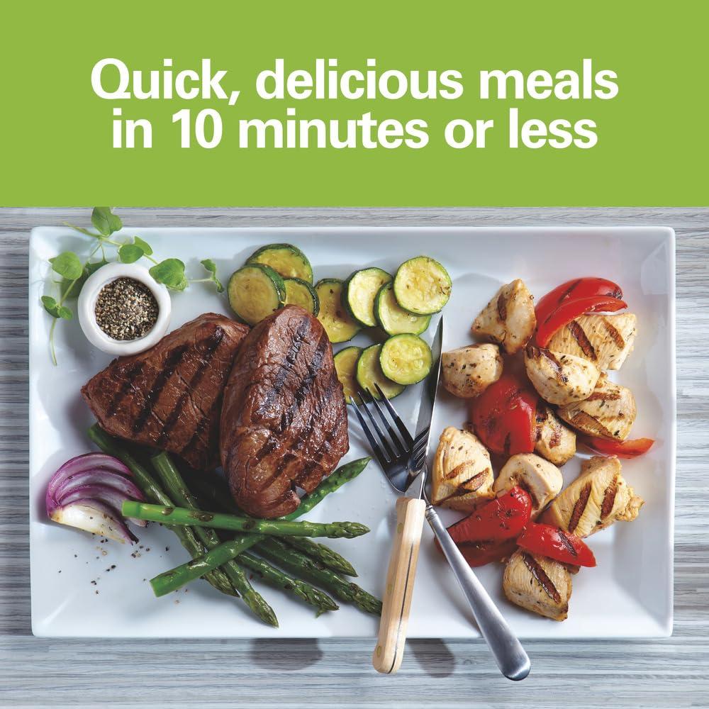 Hamilton Beach Hamilton Beach Electric Indoor Grill, 6-Serving, Large 90 sq. in. Nonstick Easy Clean Plates, Floating Hinge for Thicker Foods, 1200 Watts, 6.38\"D x 12.68\"W x 13.78\"H , Silver (25371)