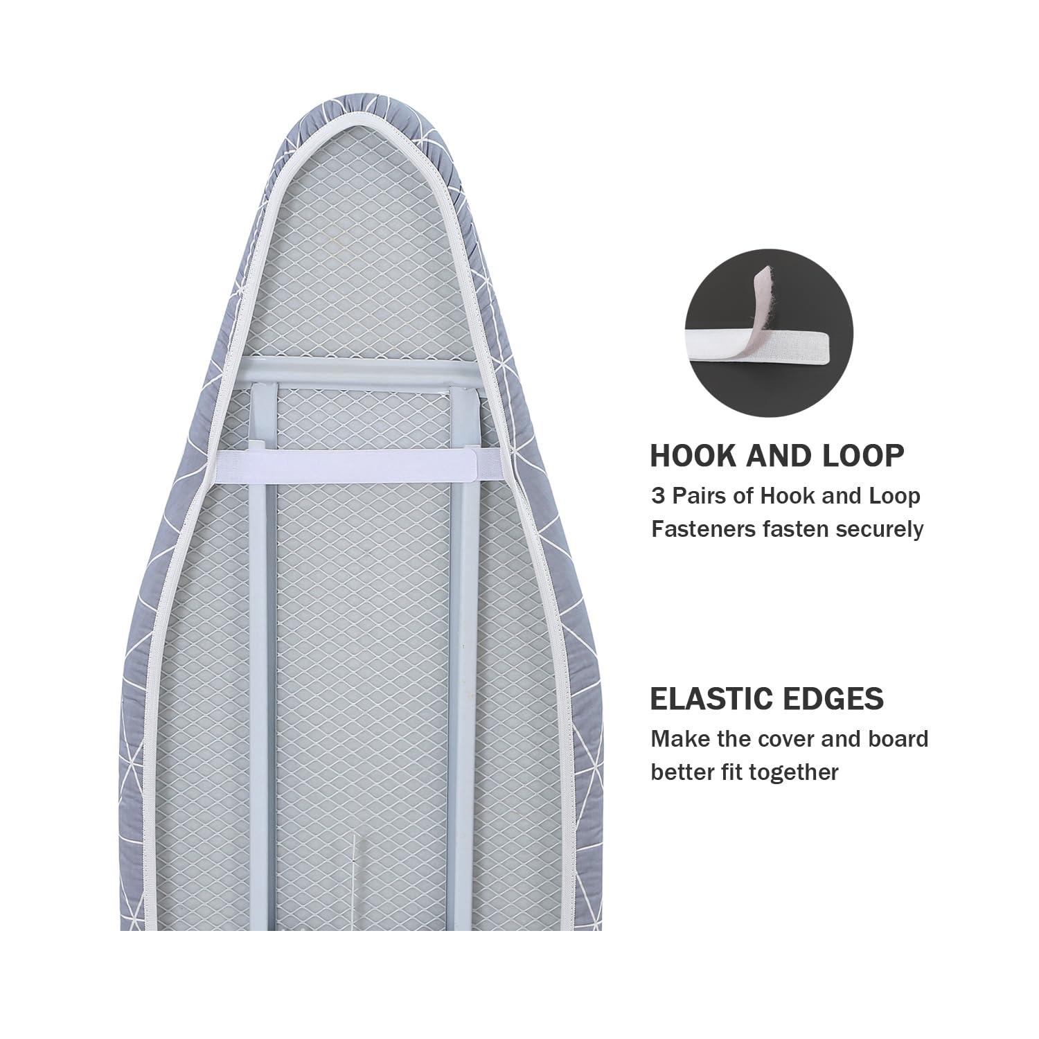LCLW Ironing Board Cover and Pad Standard Size 15 x 54,3 Pairs of Hook and Loop Fastener Straps,Elastic Edges,Cotton Iron Board Cover with Scorch Resistant Thick Padding (Pattern G)
