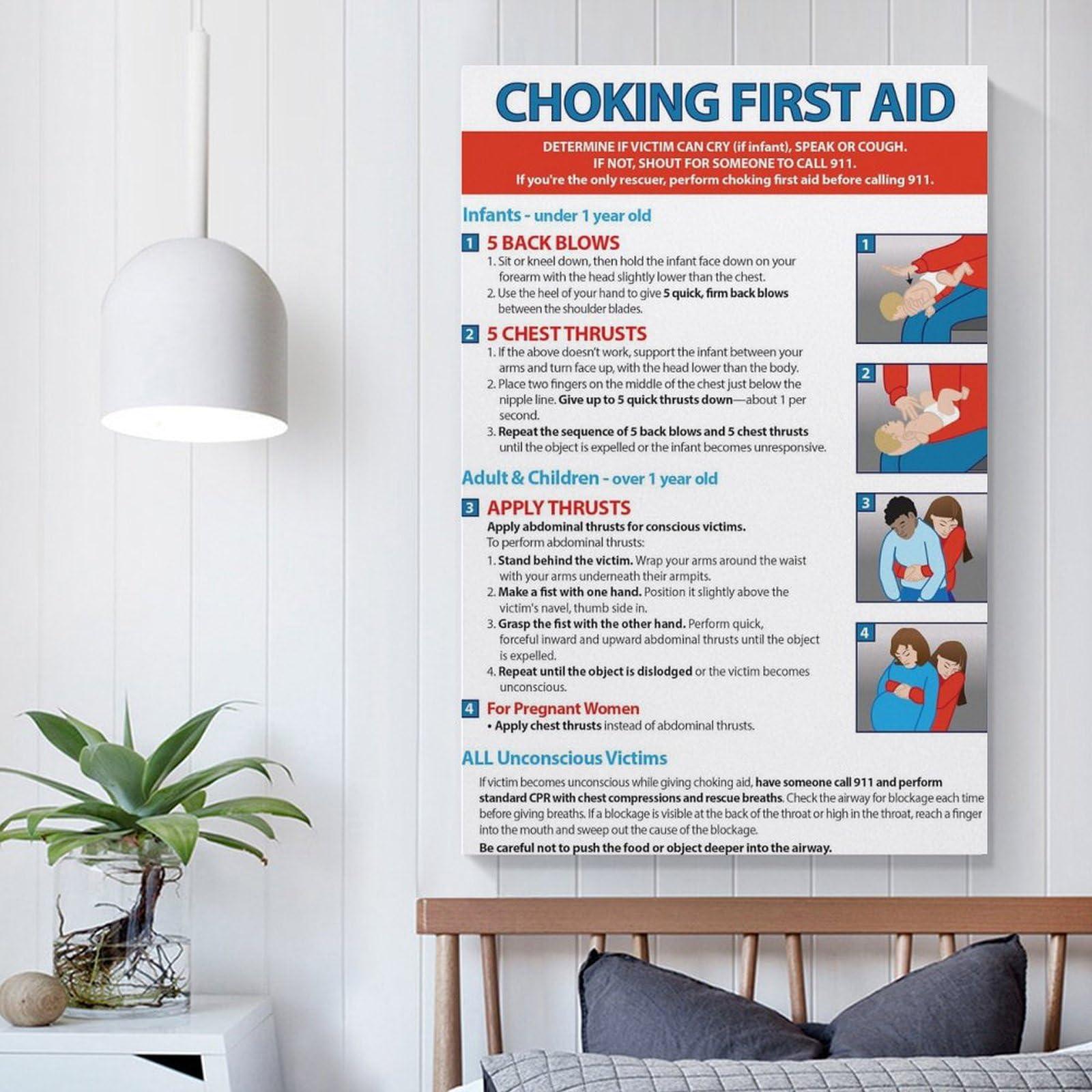 KAIZE Choking Poster - Heimlich Maneuver for Infants, Children & Adults Canvas Art Poster Poster for Room Aesthetic Posters & Prints on Canvas Wall Art Poster for Room 08x12inch(20x30cm)