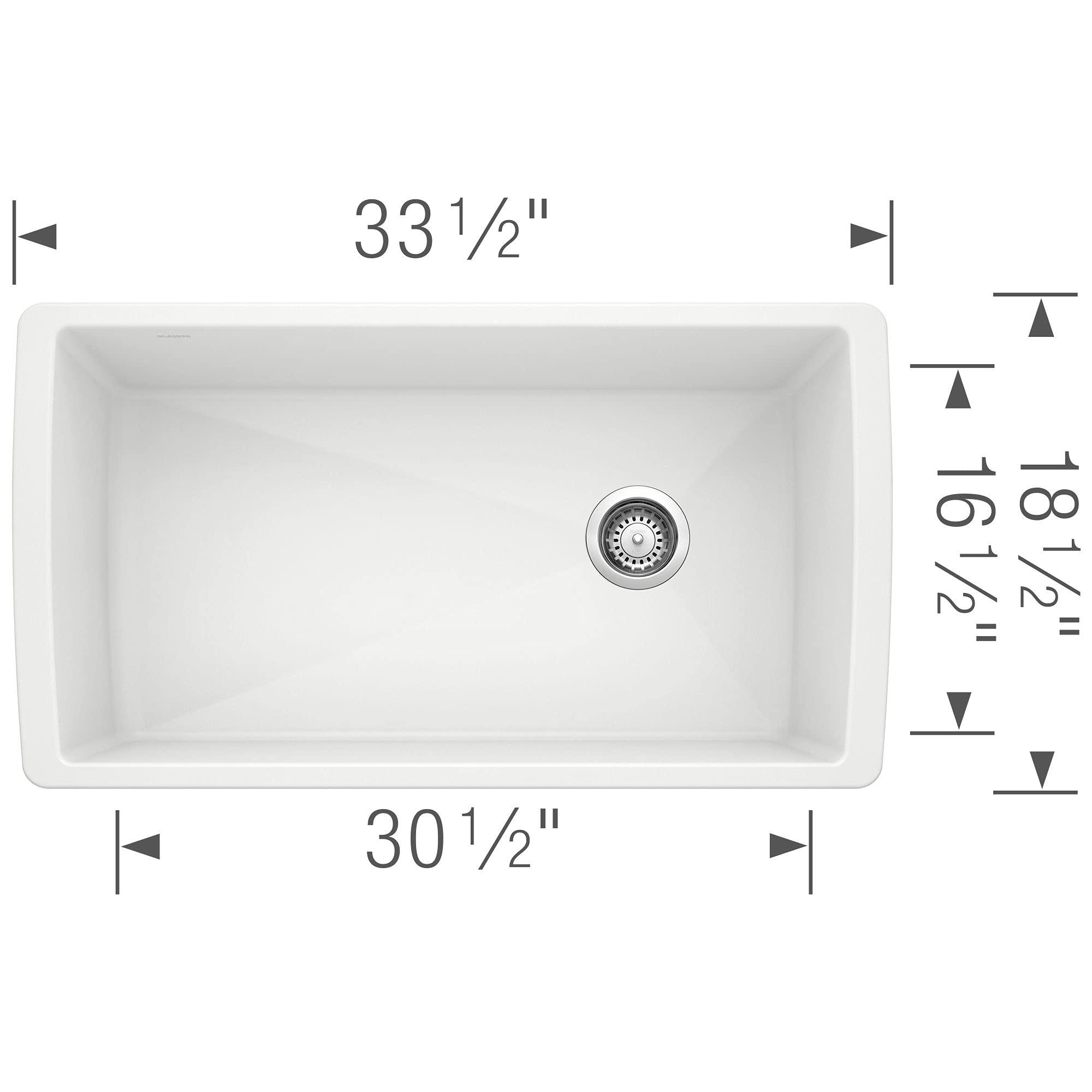 BLANCO BLANCO, White 441767 DIAMOND SILGRANIT Super Single Undermount Kitchen Sink, 33.5\" X 18.5\"