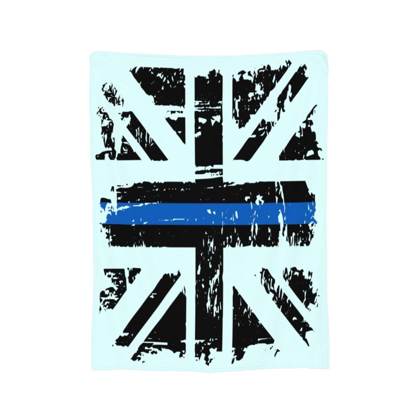 BASTU Thin Blue Line Fire Brigade Union Jack UK Flag Throw Blanket for Men Women Couch Bed Sofa Throw Blanket 60\"x50\" Blankets