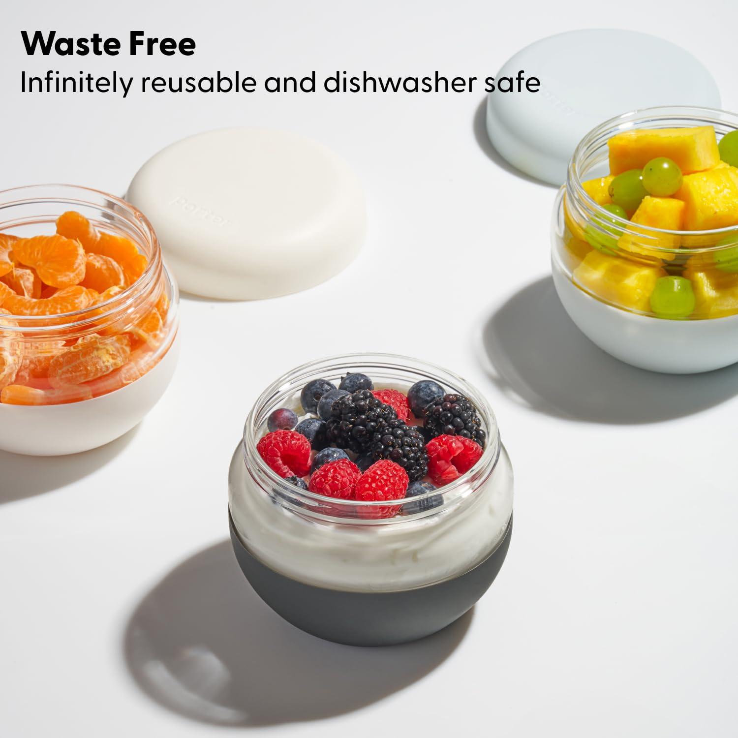 W&P W&P Porter Seal Tight Glass Food Storage Container with Lid, Terrazzo Cream 16oz, Leak & Spill Proof Meal Prep Container, Microwave & Dishwasher Safe, Borosilicate Glass
