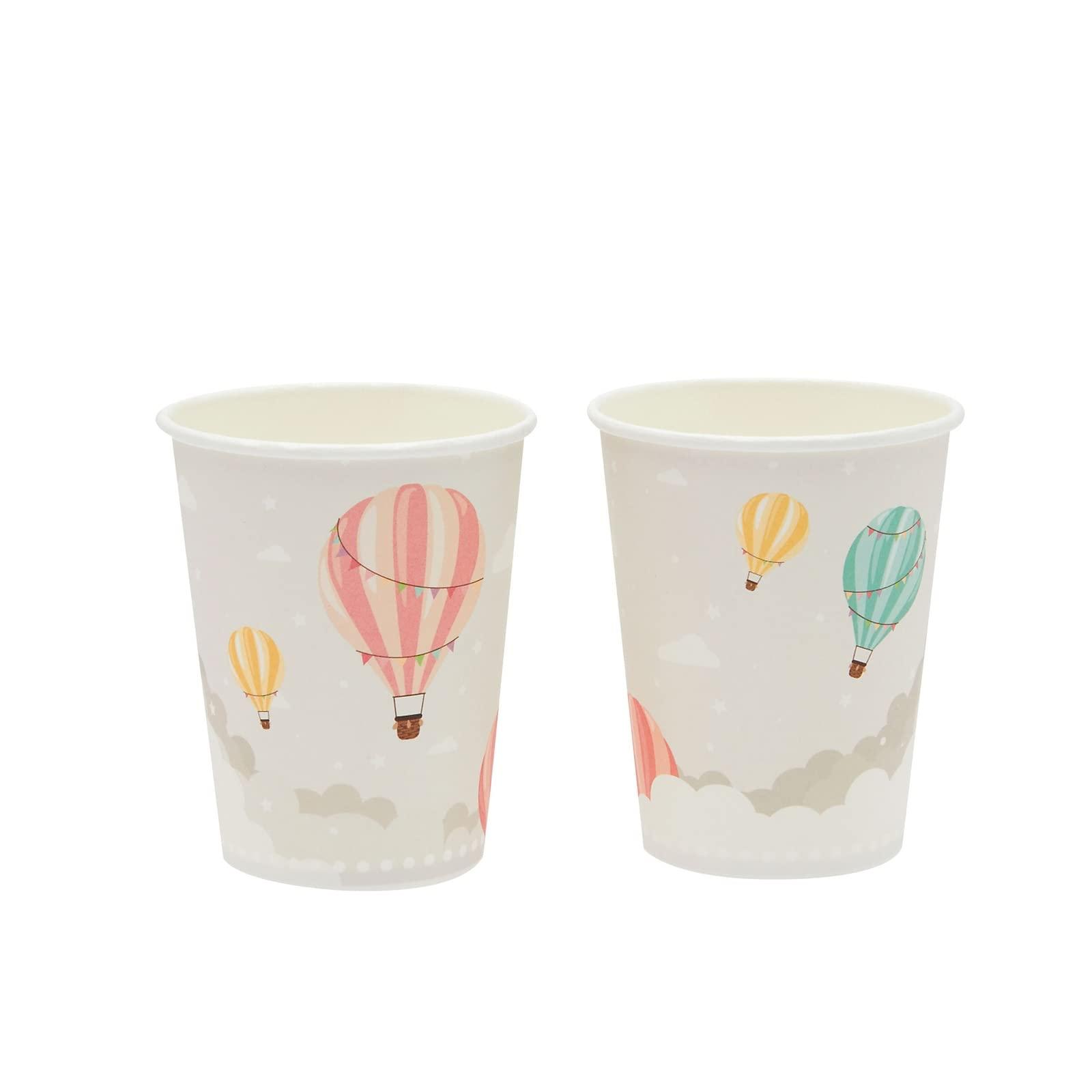 Sparkle and Bash Sparkle and Bash 168-Piece Hot Air Balloon Party Decorations for Baby Shower, Birthday Party, Disposable Dinnerware Set with Paper Plates, Plastic Cutlery, Cups, and Napkins (Serves 24)