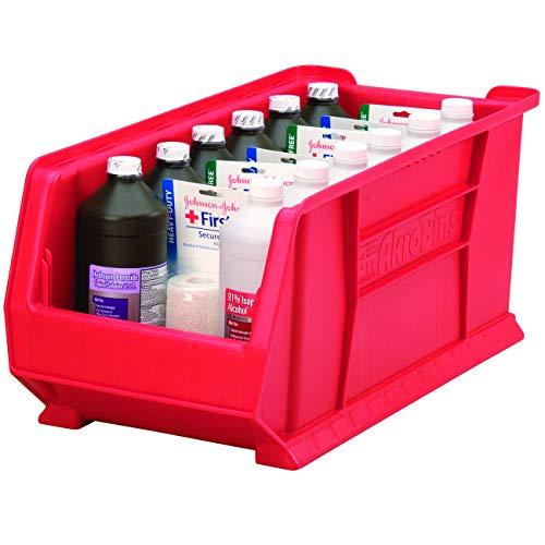 Akro-Mils Akro-Mils 30287 Super-Size AkroBins Plastic Storage Bins, Space-Saving Stackable Bins for Garage Organization Bins, Classroom Organization, Warehouses, 24-Inch L x 11-Inch W x 10-Inch H, Yellow, 4-Pack