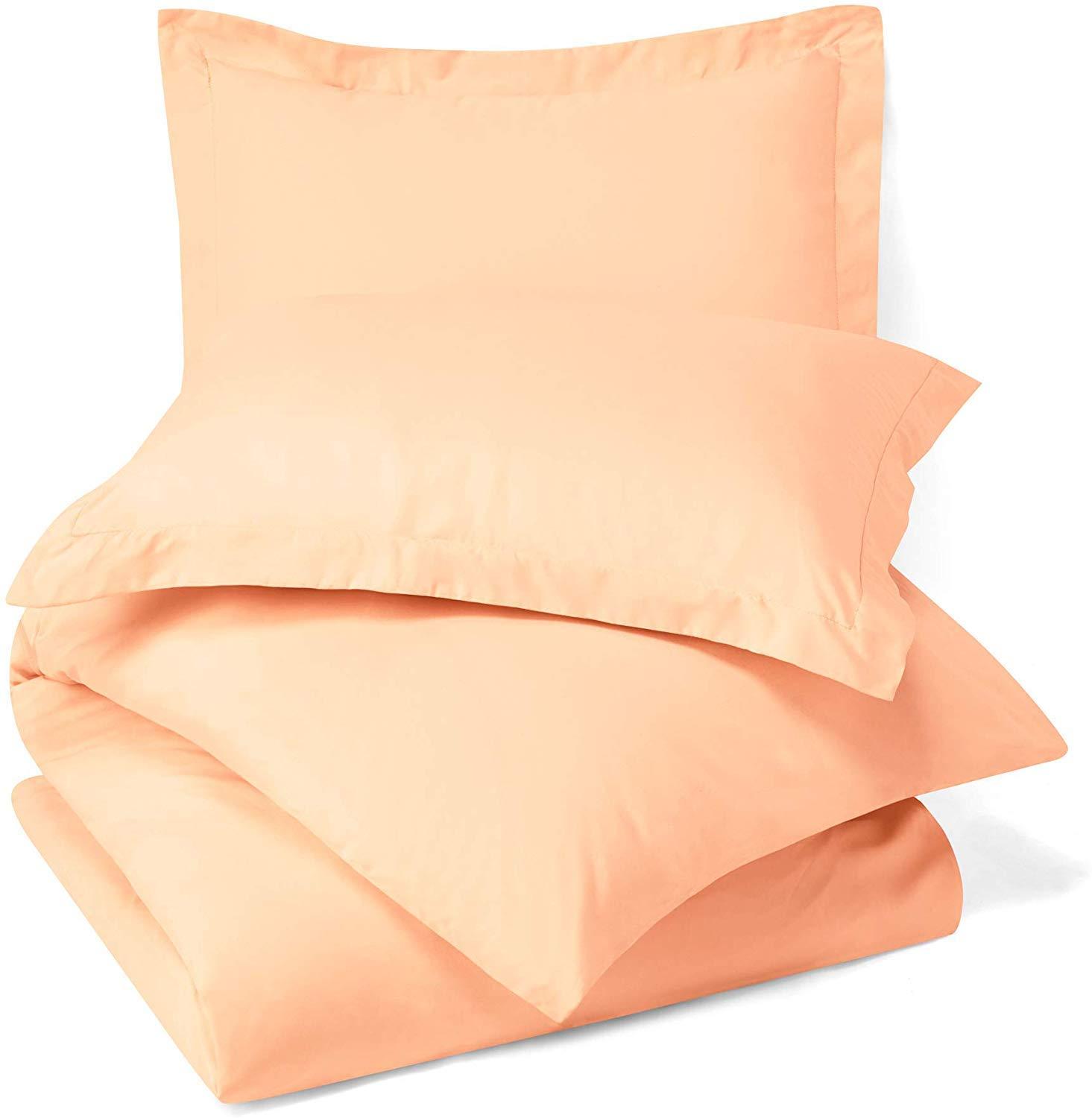 Comfort Bed Store Comfort Store Bedding 2 Piece 300 GSM Comforted Set Collection Organic Cotton 1100 Thread Count Solid 1 Duvet Cover, 1 Comforter (Peach Queen, Set of 2)